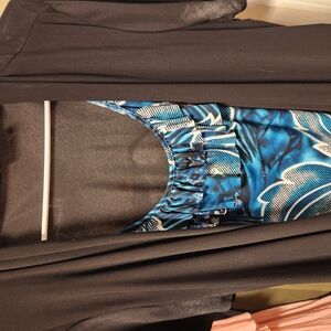 Chic Black and Blue Patterned Dress